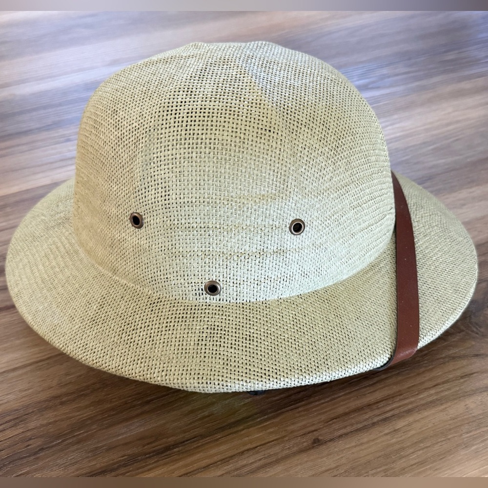 Woven Straw Safari Hat with Brown Band